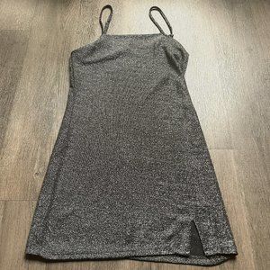 SPARKLY NEW YEARS EVE, WITH SPLIT, SPAGHETTI STRAPS